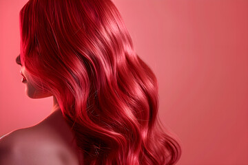 Lush red hair, ready to be enhanced with hair care products for colored hair