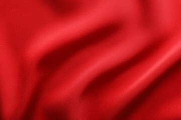 Crumpled red silk fabric as background, top view