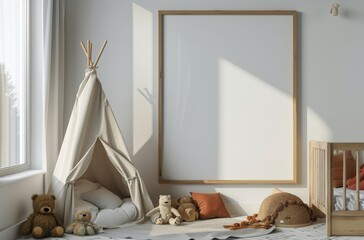 Childs Room With Teepee and Teddy Bears