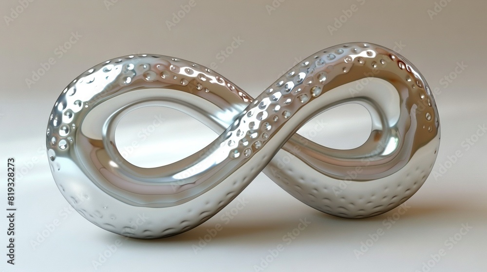 Poster a polished silver object with an intricate twist on its flank, resting on a pristine white backdrop 