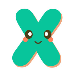  X letter childish alphabet. Vector Illustration 