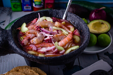 seafood bowl , shrimps soup