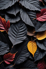 Dark Autumn Leaves Overlapping, generative ai