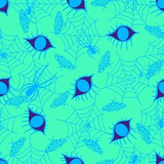 Cartoon Halloween monsters eyes seamless autumn pattern for wrapping paper