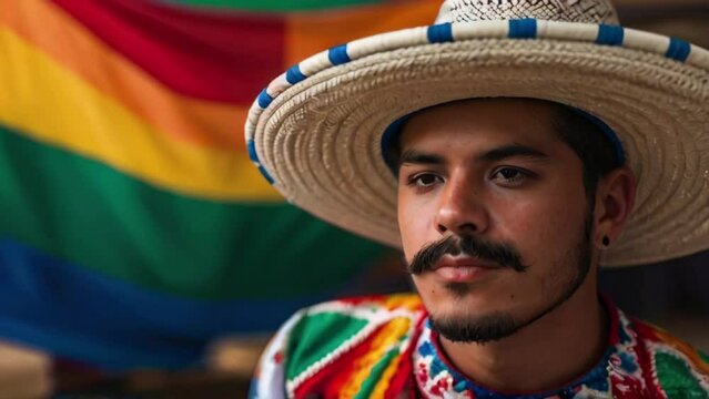 sombrero charro spinning. Charro hat with the colors of the Mexican flag 4K created with generative ai	
