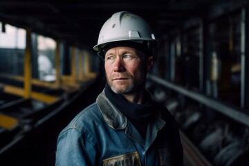 Portrait of a blue collar factory worker
