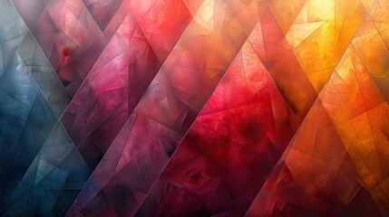 abstract triangles, in the style of line art, transparency, multi color