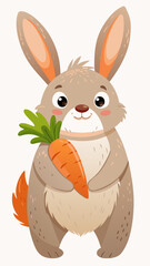 Funny rabbit with carrots: vector illustration for children's books and educational materials
