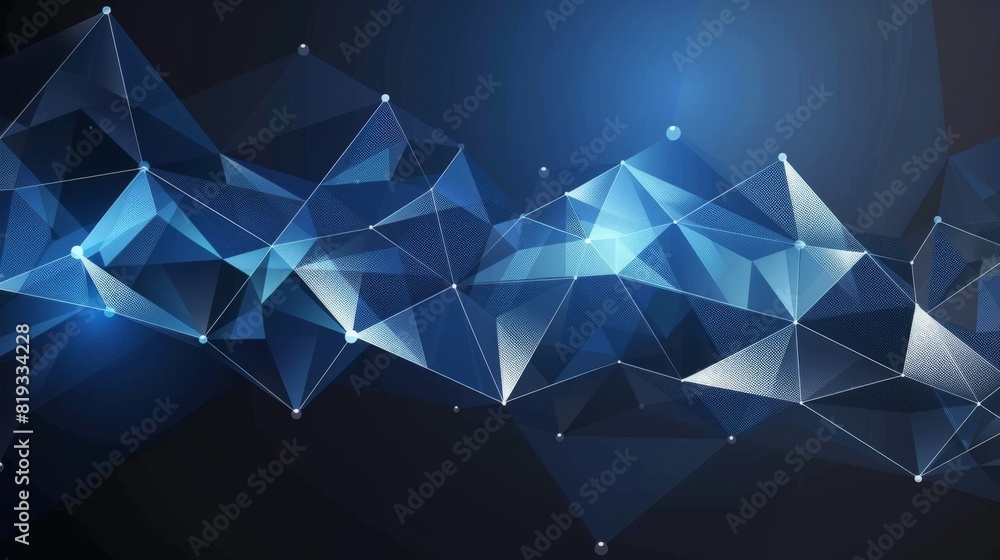 Wall mural Abstract blue geometric network connections background