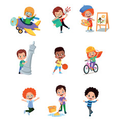 vector illustration of students in different postures