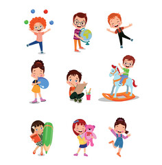 vector illustration of students in different postures