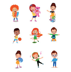 vector illustration of students in different postures