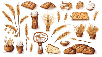 Wheat grinding and bakery items collection of hand