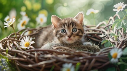 Fototapeta premium International cat day, favorite animal pretty kitty cute happy pet, companion live celebration funny, beautiful.