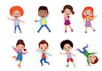 vector illustration of students in different postures
