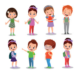 vector illustration of students in different postures
