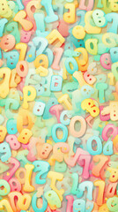 Abstract Image, Colorful Letters and Numbers, Pattern Style Texture, Wallpaper, Background, Cell Phone and Smartphone Cover, Computer Screen, Cell Phone and Smartphone Screen, 9:16 Format - PNG