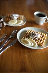 手作りのワッフルでコーヒータイム