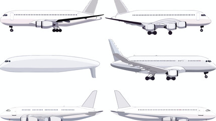 White realistic airplane mockup set on transparent