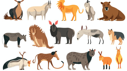 Wild animals set. North and South American fauna. A