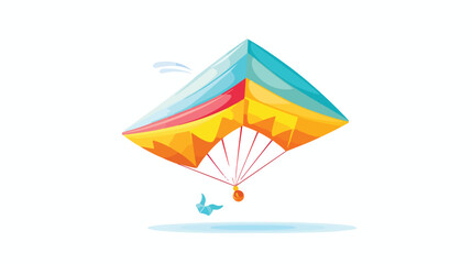 Wind kite floating in air. Paper flying toy with wi