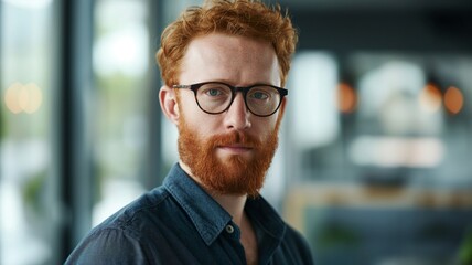 a man with red hair and glasses