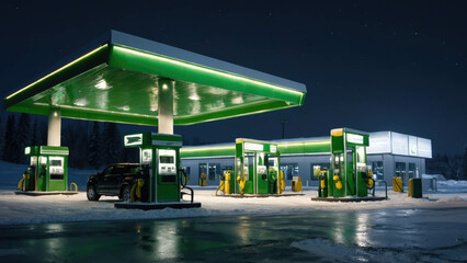 Gas station for cars. Oil and gas industry. Petrol station
