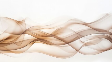 Mocha Brown Abstract with Glowing Waves and Smoke on White Background. Concept Abstract Art, Mocha Brown, Glowing Waves, Smoke Effect, White Background