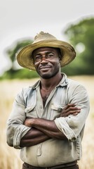 Fototapeta premium AI-Generated Image of a Rural Product with Majestic Pose and Blurred Field Background