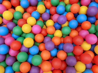Colorful plastic balls background. Dry children's pool