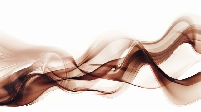 Mocha Brown Abstract with Glowing Waves and Smoke on White Background. Concept Abstract Art, Mocha Brown, Glowing Waves, Smoke Effect, White Background