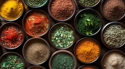Fototapeta premium Assorted Bowls Filled With Various Spices