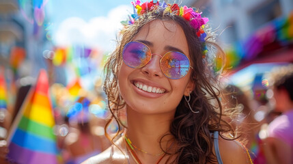 Obraz premium AI-Crafted: Vibrant LGBT Pride Parade with Rainbow Flag