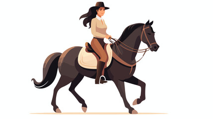 Woman horseriding. Female rider riding horseback. E