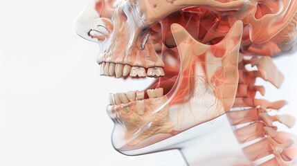3D rendering illustration of a human pharynx. Anatomy of human illustration.