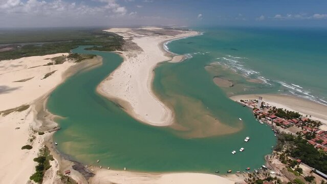 Aerial view of Barra de Munda&uacute; Beach - Trairi, Cear&aacute;, Brazil