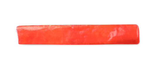 Tasty crab stick isolated on white, top view