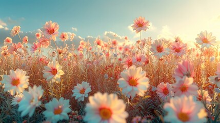 field of daisy flowers 