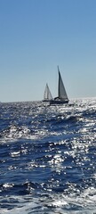Yacht sailing on opened sea. Sailing boat. Yachting photo. Sailing photo. Yachting at windy day....