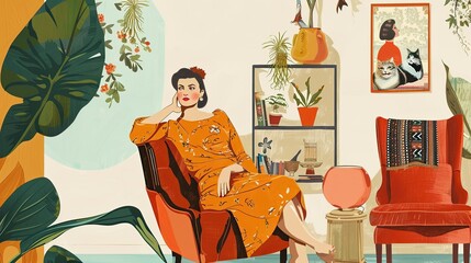 art illustration that epitomizes Authentic Eclectic style, merging historical charm with contemporary flair. Imagine still lifes with vintage objects, cozy interiors with a modern twist, or portraits 
