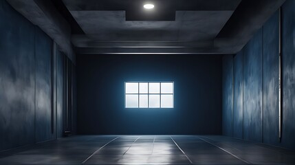 "Dramatic Spotlight: Dark Room with Concrete Floor for Mysterious Themed Designs and Creative Storytelling"


