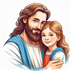 Jesus holding a girl