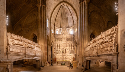 Medieval altar of the Royal Abbey of Santa Maria de Poblet in Catalonia, Spain