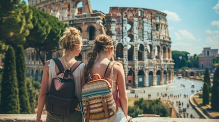 tourists admiring the Colosseum in Rome