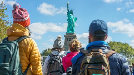 people visiting the Statue of Liberty