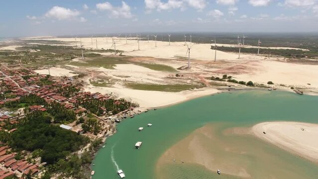 Aerial view of Barra de Munda&uacute; Beach - Trairi, Cear&aacute;, Brazil