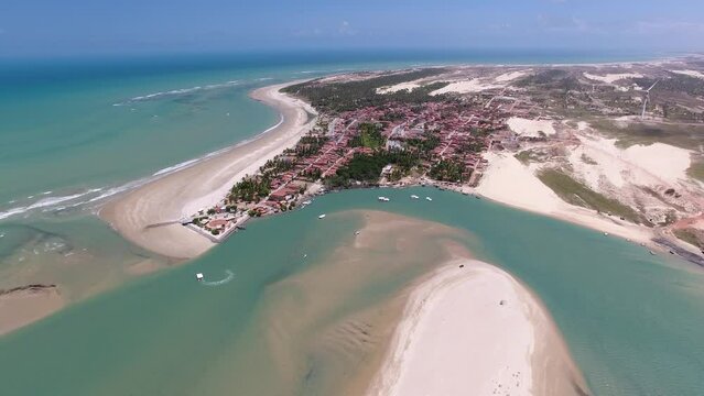 Aerial view of Barra de Munda&uacute; Beach - Trairi, Cear&aacute;, Brazil