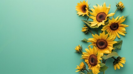 Sunflowers and a green background