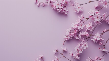 Cherry blossoms on a pink background