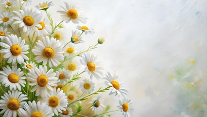 Daisies on grunge background with copy space.